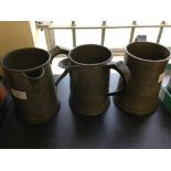 3 Victorian pewter tankards/jugs.