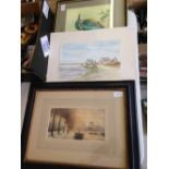 3 watercolours to include a framed & glazed Dutch canal scene, a framed & glazed Kingfisher and an