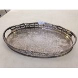 A Viners silver plated tray with chased decoration.