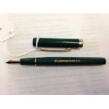 New Old Stock Remson 336 G c1970s fountain pen. Green eyedropper with rolled gold trim-wide gold