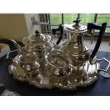 An EPNS tea & coffee set on tray in excellent condition.