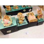 4 boxed original Pendelfin Rabbit figures: 'Twins', 'New Boy', 'Sunny' and 'Midge'.
