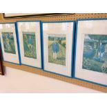 4 Limited Edition cricket prints framed & glazed signed in pencil.