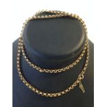 A heavy 9ct gold 32" belcher chain with safety chain, approx 42.1g.