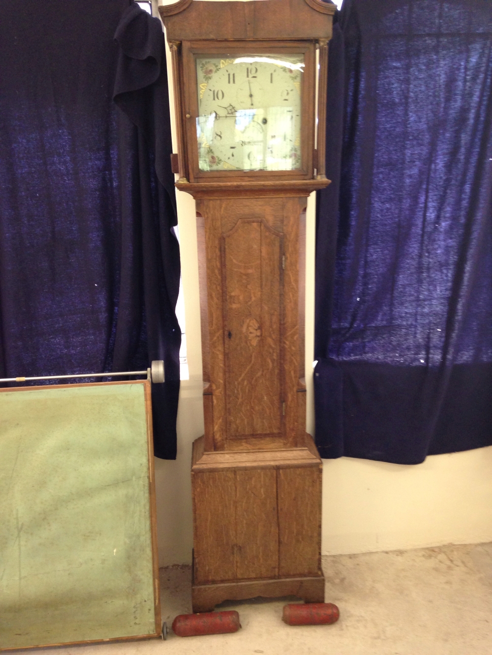 A long case clock, maker unclear from Billingboro in need of restroration.