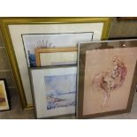 5 large framed & glazed prints to include Eagle, Capel Cuting and Roman Soldier.