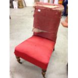 Victorian red upholstered nursing chair.