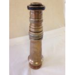 Heavy brass nozzle from a vintage Fire Service hose, stamped GR VI with crown above, S&P 2/40.