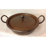 Antique French copper skillet with lid.