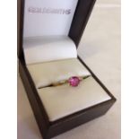 9ct gold ladies dress ring set with a 7.5ct pink Tourmaline Size approx N.