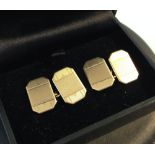 A pair of vintage art deco 9ct gold engine turned cufflinks. Approx 8.1g.