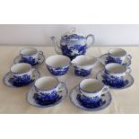 Childs antique tea set in blue & white by Ridgways WRS & Co, England. Comprises of tea pot, milk