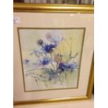 A framed & glazed print of thistles 49 x 46cm.