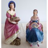 2 vintage Coalport lady figures: Jennifer Jane 16cm tall and Barbara 13.5cm tall.