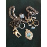 A small quantity of mixed jewellery to include a gents centurian ring and a football medal.