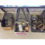 3 boxes of assorted metalware.