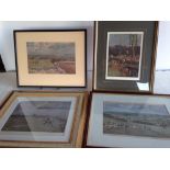 4 framed & glazed hunting prints to include Lionel Edwards of 'The Old Berkeley'. 'The Heythrop', '