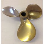 A heavy brass 3 blade boat propellor by Parsons 12 x 9½".