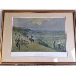 A framed & glazed hunting print 'The Beaufort Hunt' by Lionel Edwards. 49 x 69cm.