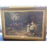 A gilt framed print 'A meeting by the stile' by Heywood Hardy, 64cm x 90cm