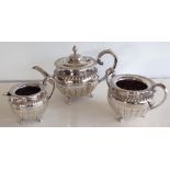 A 3 piece silver plated tea set.