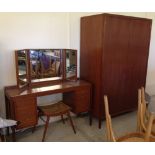 Loughborough Furniture ladies dressing table. 121cm wide with 3 piece mirror and matching