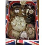 A box of metalware & plated items