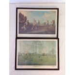 2 framed & glazed prints of old cricket scenes.