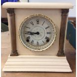 A vintage mantle clock in cream & gold painted wooden case.