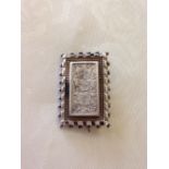 Victorian rectangular silver brooch with floral engraved panel. Tests as silver.