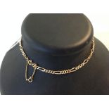 A 9ct gold necklace, length approx 16", weight approx 17.8g with safety chain.