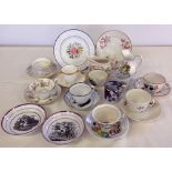 A collection of early 19th century teawares & plates.