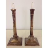 Pair early 19th century bell brass candlesticks.