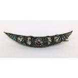 An Italian micro mosaic crescent shaped brooch. 5cm long, back stamped Made in Italy.