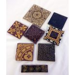Collection of 8 Victorian gothic style tiles.