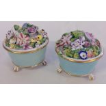 Pair of Bloor Derby miniature flower baskets a/f.