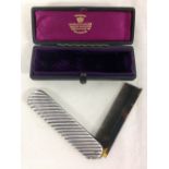 A Victorian silver & tortoiseshell childs Christening comb in fitted case bearing the maker Edward &