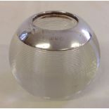 Antique round glass match striker with hallmarked silver rim. HM Birmingham 1896, maker Salman &