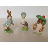 3 Beswick Beatrix Potter figures Peter Rabbit, Benjamin Bunny & Jemima Puddleduck.