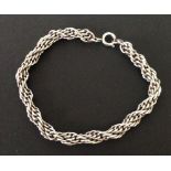 Silver thick rope chain bracelet 20cm long. Weight approx 21.3g