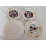 4 Belleek Christmas plates - 3 limited edition with holly and coloured Christmas scenes and a