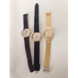 3 gents vintage watches. 1) Ingersoll 7 jewel lever shockproof watch. 2) Accurist 21 jewel anti-