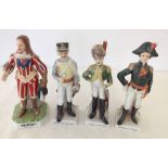 4 continental ceramic figures, 3 x Napoleonic soldiers and 1 x Charles I. All approx 22cm tall (1