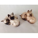 2 pairs of Beswick siamese kittens (1 a/f).