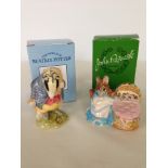 2 Beswick Beatrix Potter figures - Hunca Munca & Tommy Brock - both boxed.