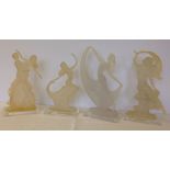 4 opaque figures to include Art Deco style - probably resin.