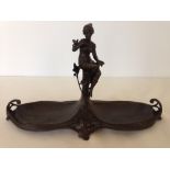 Bronze Art Nouveau style centrepiece, 25cm tall, 43cm wide.