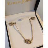 A 9ct gold & diamond linked heart necklace and earring set. Total weight approx 9g.