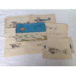 A collection of c1920-30s sketches of military & civilian aircraft.