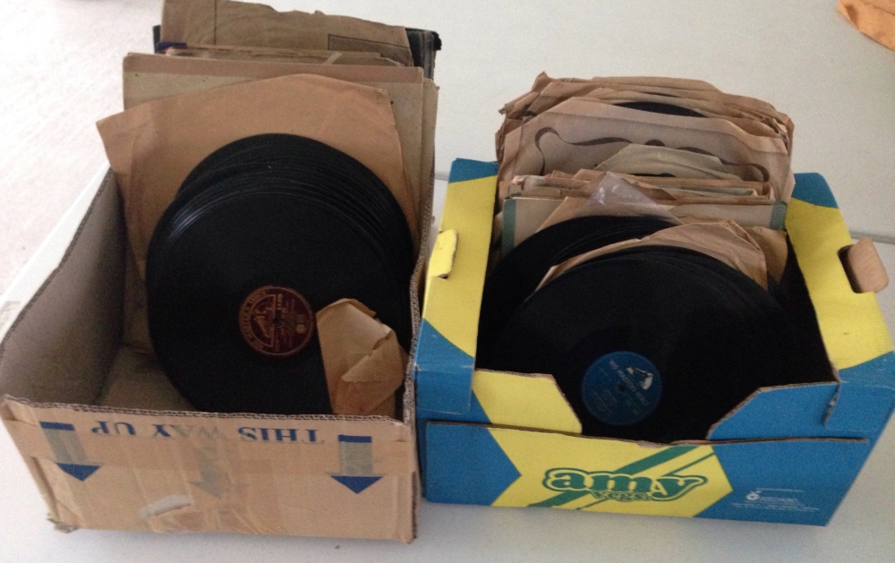 2 boxes of 78rpm records c1940-50s to include Glenn Miller, Frank Sinatra & Nat King Cole.